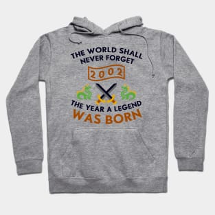 2002 The Year A Legend Was Born Dragons and Swords Design Hoodie